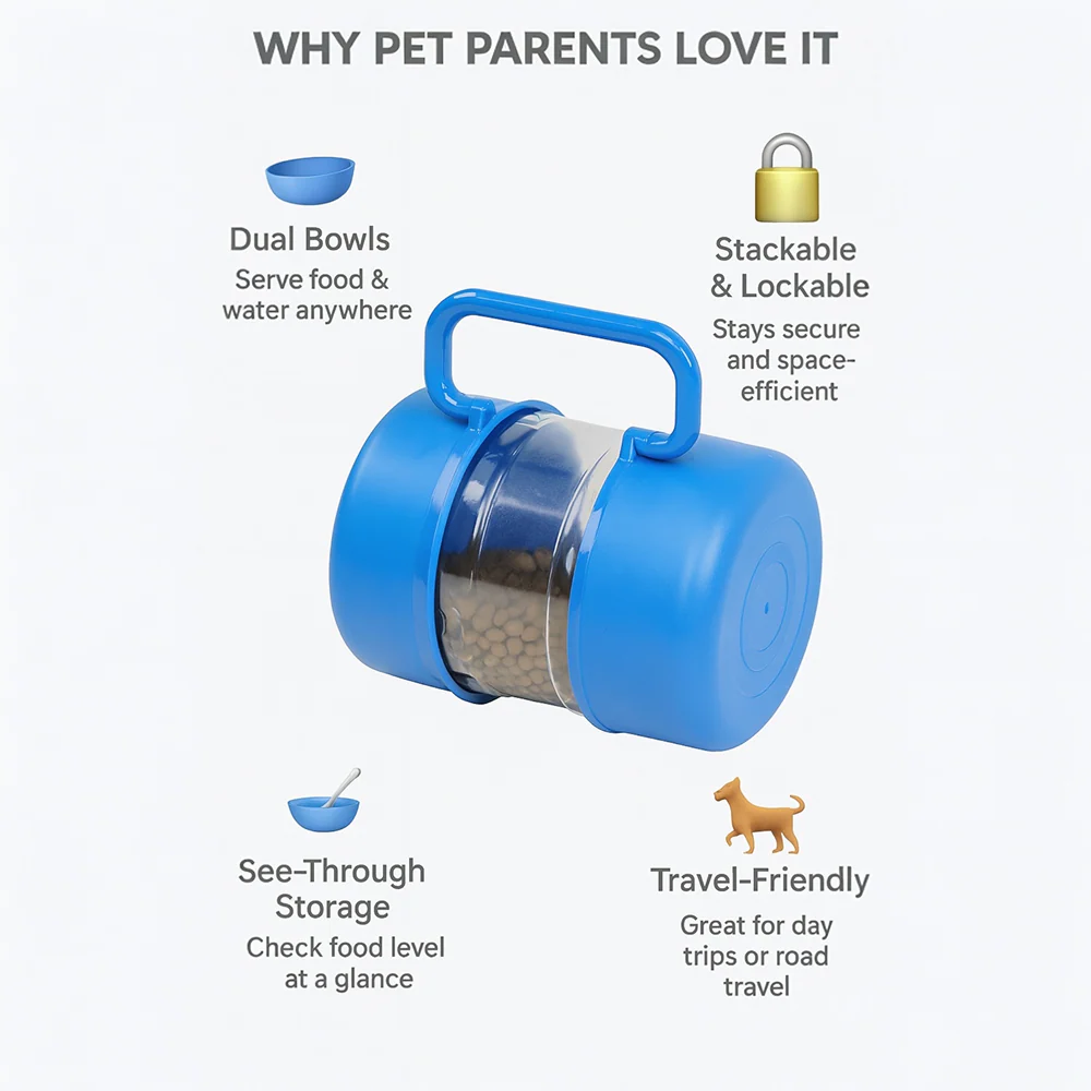 Talking Dog Club 3 in 1 Travel Bowl Set for Dogs and Cats (Blue) - Image 9