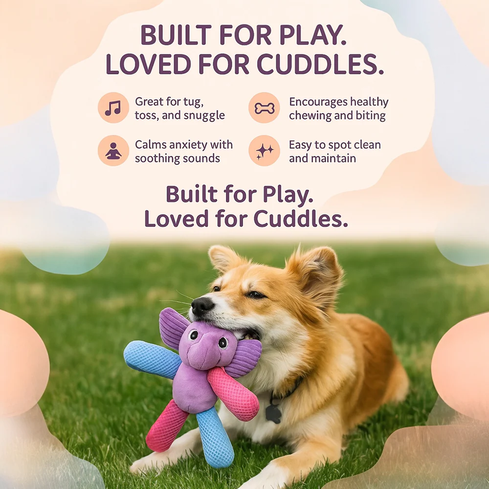 Talking Dog Club Baby Elephant Plush Toy for Dogs (Purple) - Image 6