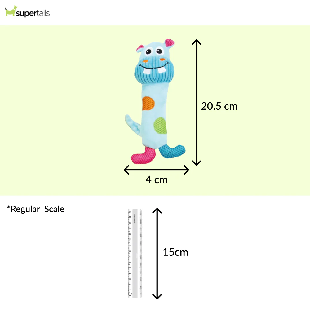 Talking Dog Club Baby Hippo Stick Plush Toy for Dogs (Blue) - Image 2