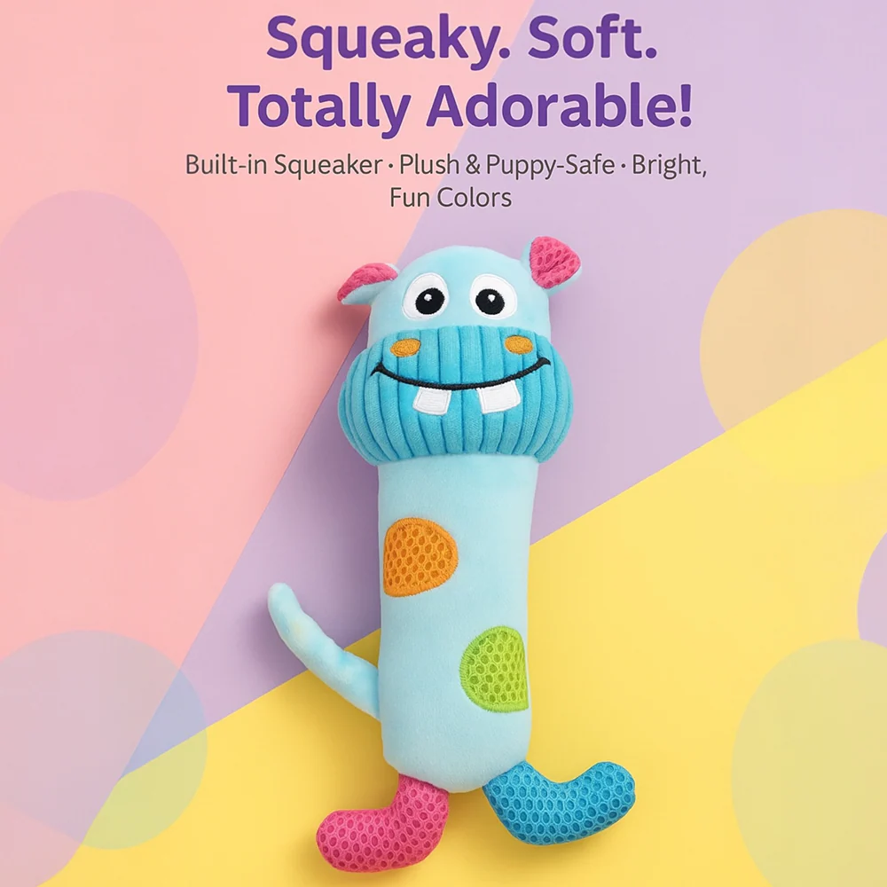 Talking Dog Club Baby Hippo Stick Plush Toy for Dogs (Blue) - Image 3
