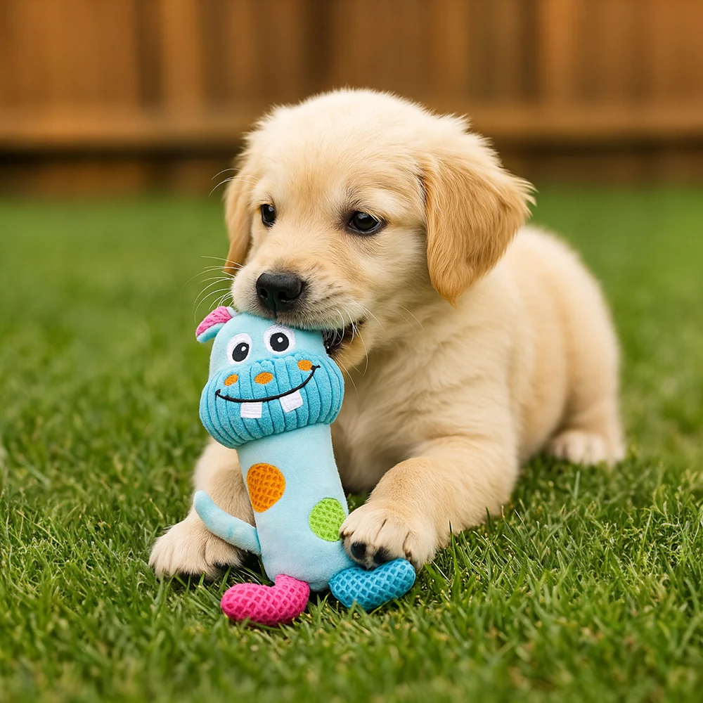 Talking Dog Club Baby Hippo Stick Plush Toy for Dogs (Blue) - Image 7