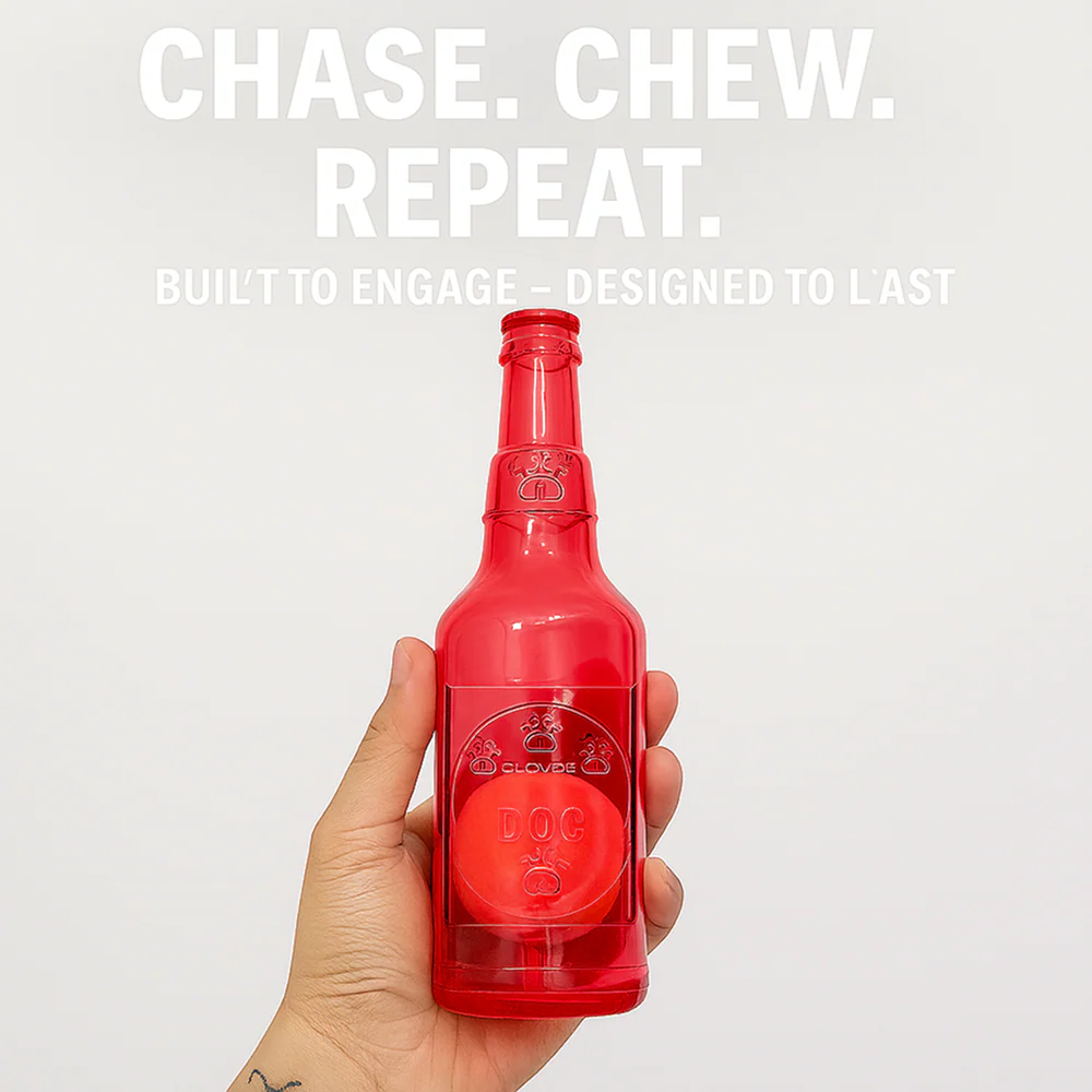Talking Dog Club Ball in Bottle Rubber Chew Toy for Dogs (Red) - Image 4