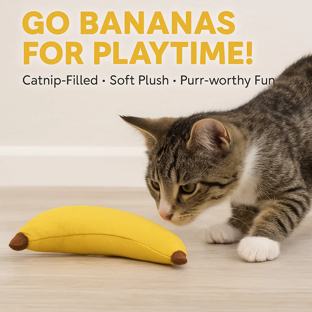 Talking Dog Club Bananas with 100% Catnip Toy for Cats (Yellow) - Image 3