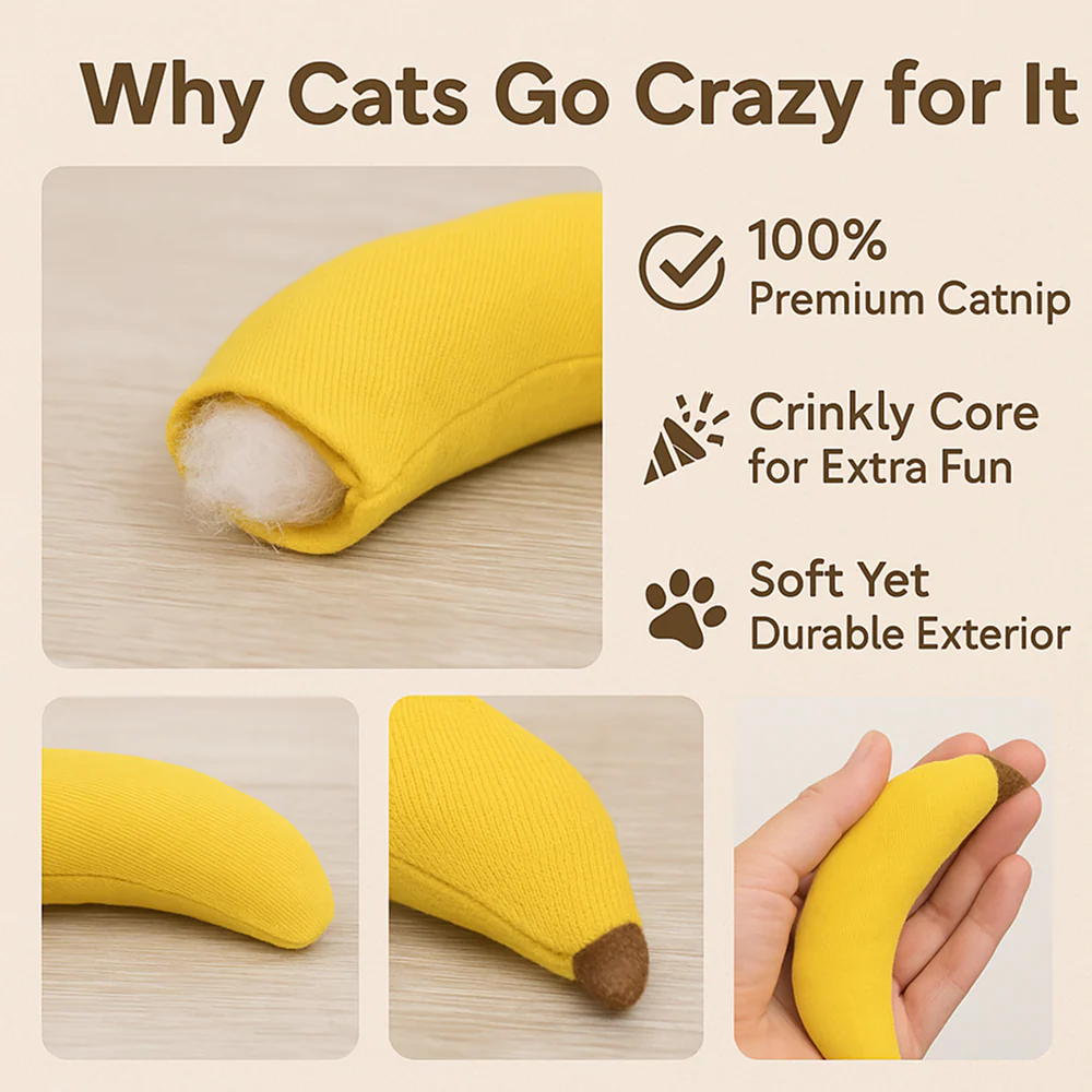 Talking Dog Club Bananas with 100% Catnip Toy for Cats (Yellow) - Image 5