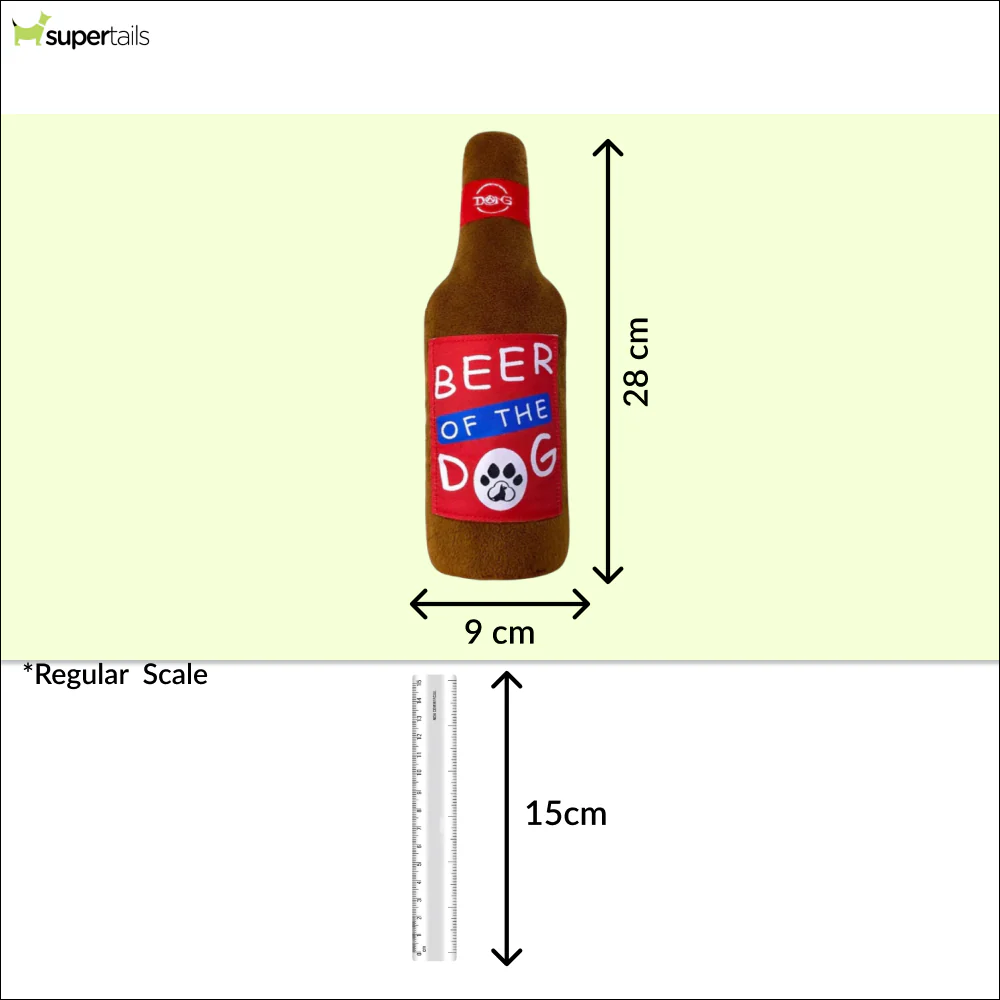 Talking Dog Club Beer Bottle Squeaky Plush Toy for Dogs (Brown) - Image 2