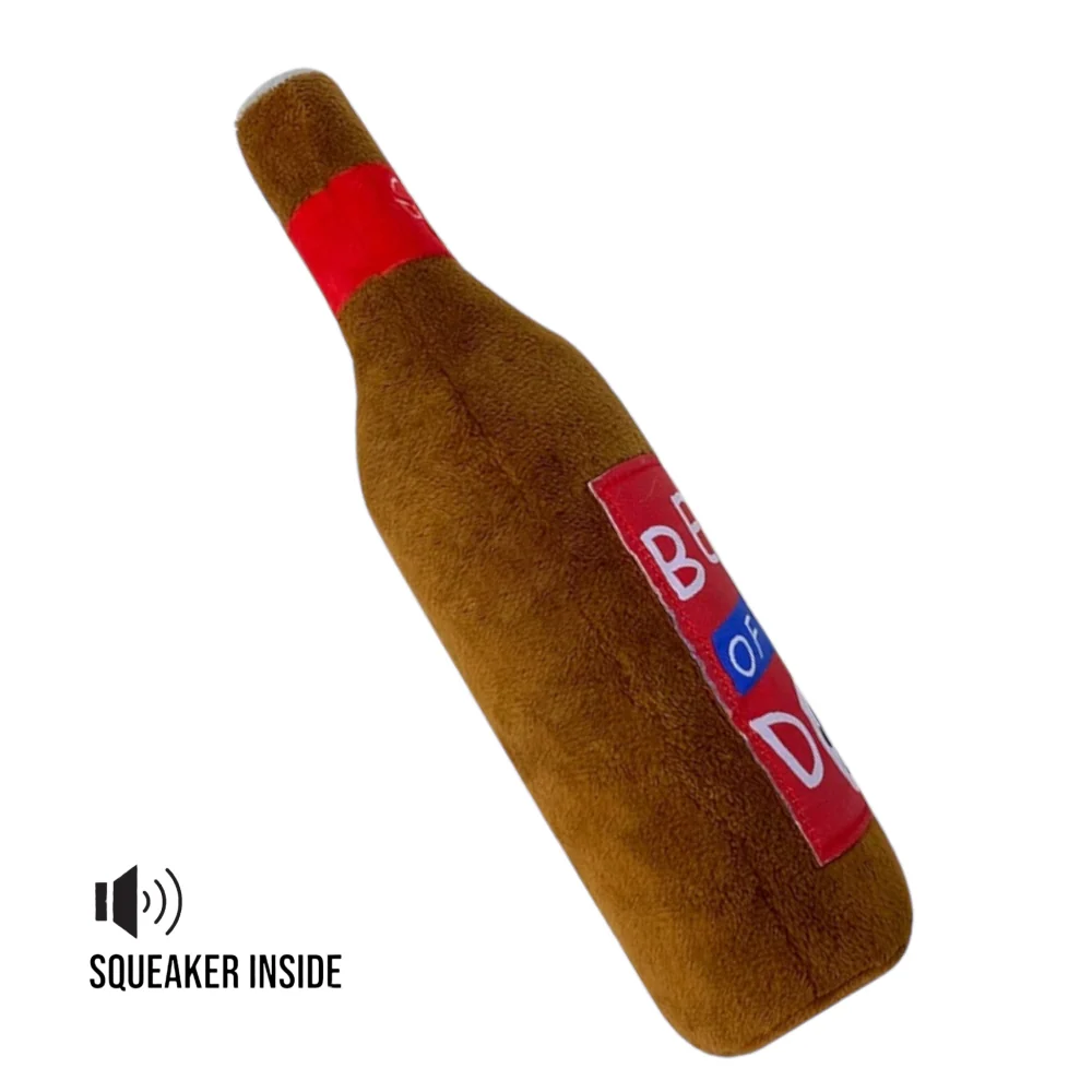 Talking Dog Club Beer Bottle Squeaky Plush Toy for Dogs (Brown) - Image 3