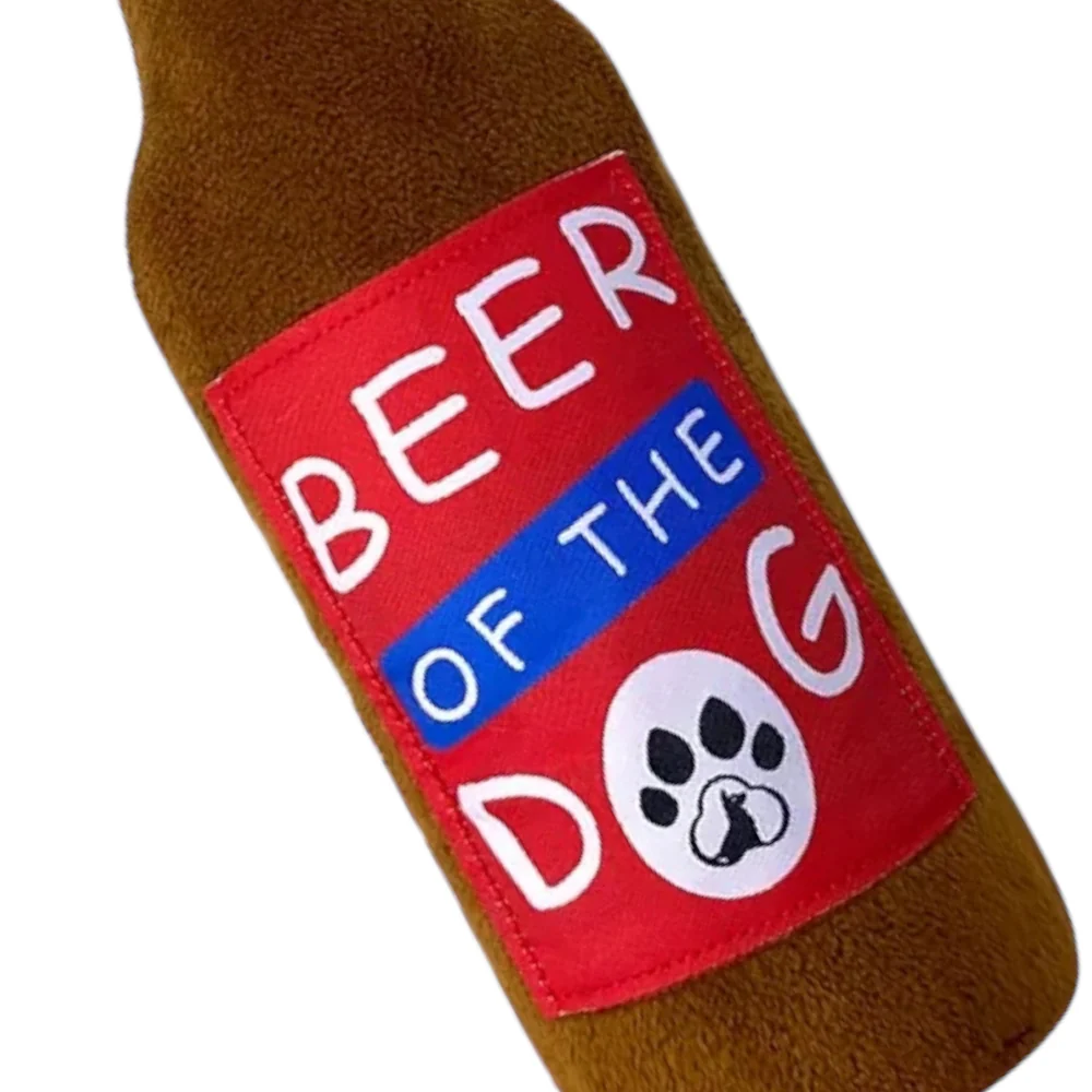 Talking Dog Club Beer Bottle Squeaky Plush Toy for Dogs (Brown) - Image 4