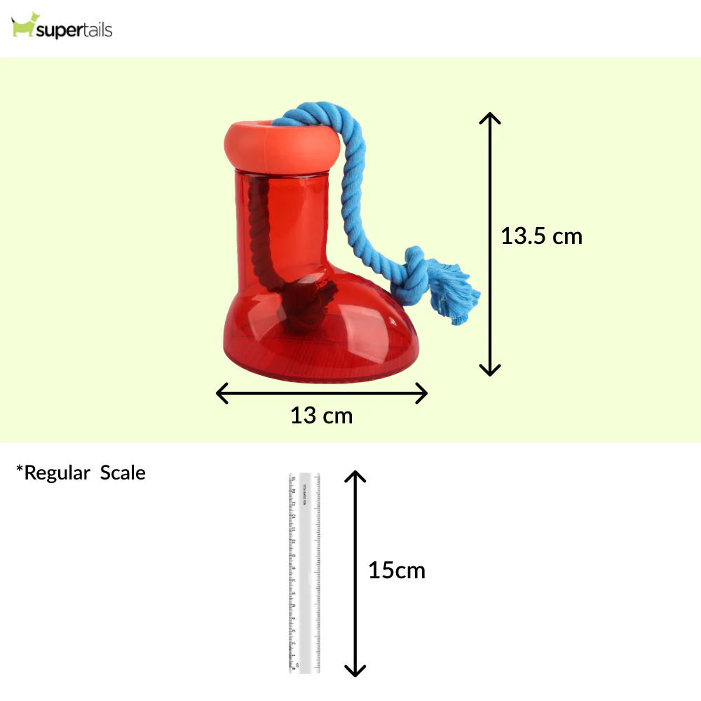 Talking Dog Club Big Boot Rubber and Rope Chew Treat Dispensing Toy for Dogs (Red) - Image 2