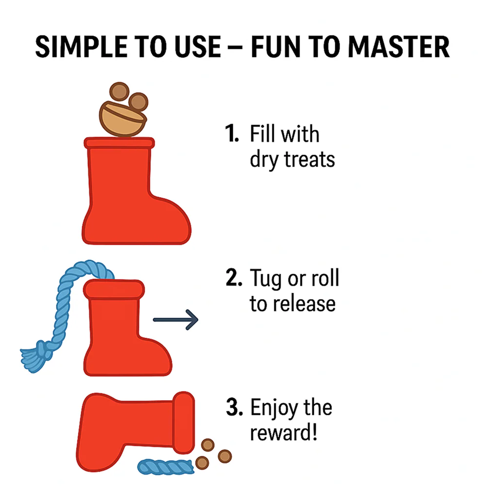 Talking Dog Club Big Boot Rubber and Rope Chew Treat Dispensing Toy for Dogs (Red) - Image 4