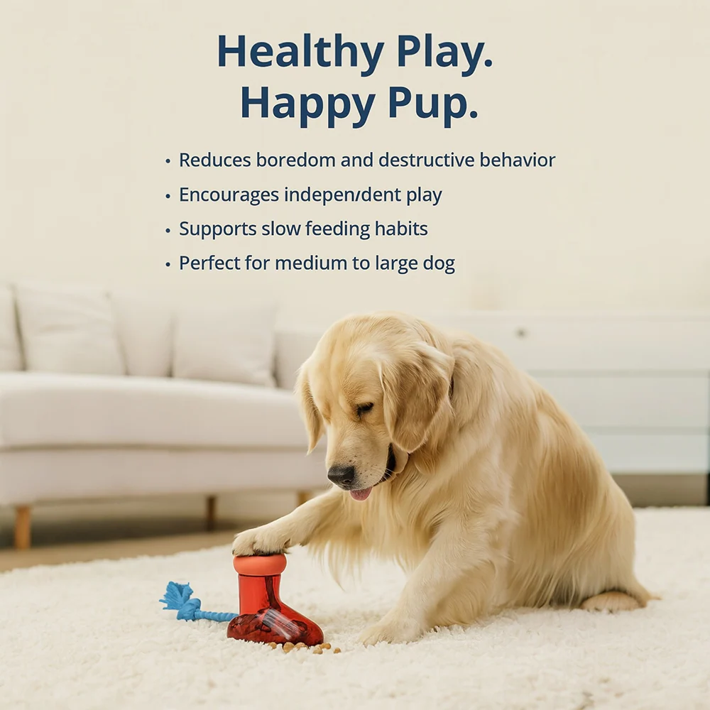 Talking Dog Club Big Boot Rubber and Rope Chew Treat Dispensing Toy for Dogs (Red) - Image 5
