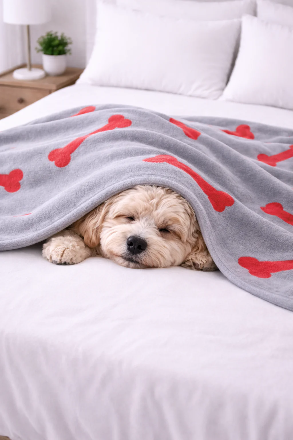 Talking Dog Club Bone Print Viscose Blanket for Dogs (Grey and Red Bone) - Image 4