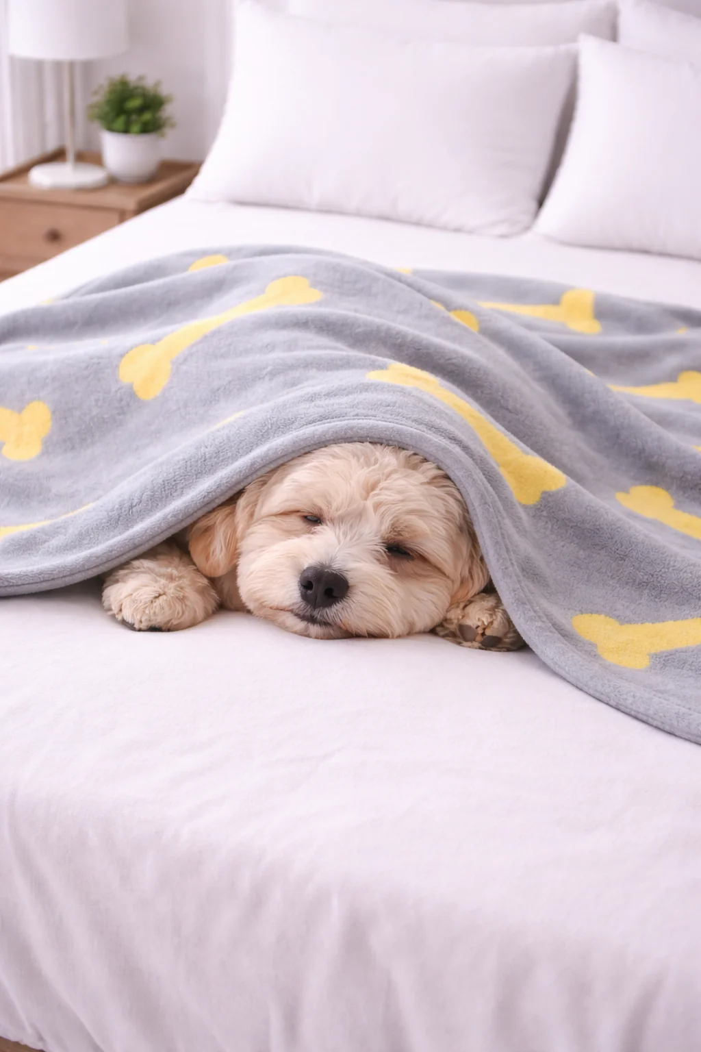 Talking Dog Club Bone Print Viscose Blanket for Dogs (Grey and Yellow Bone) - Image 2