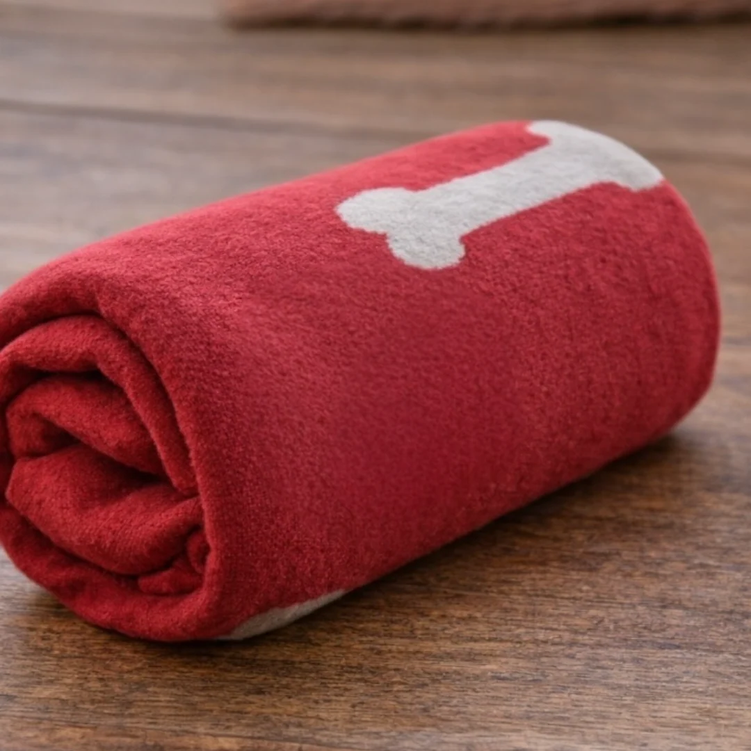 Talking Dog Club Bone Print Viscose Blanket for Dogs (Red and Grey Bone) - Image 3