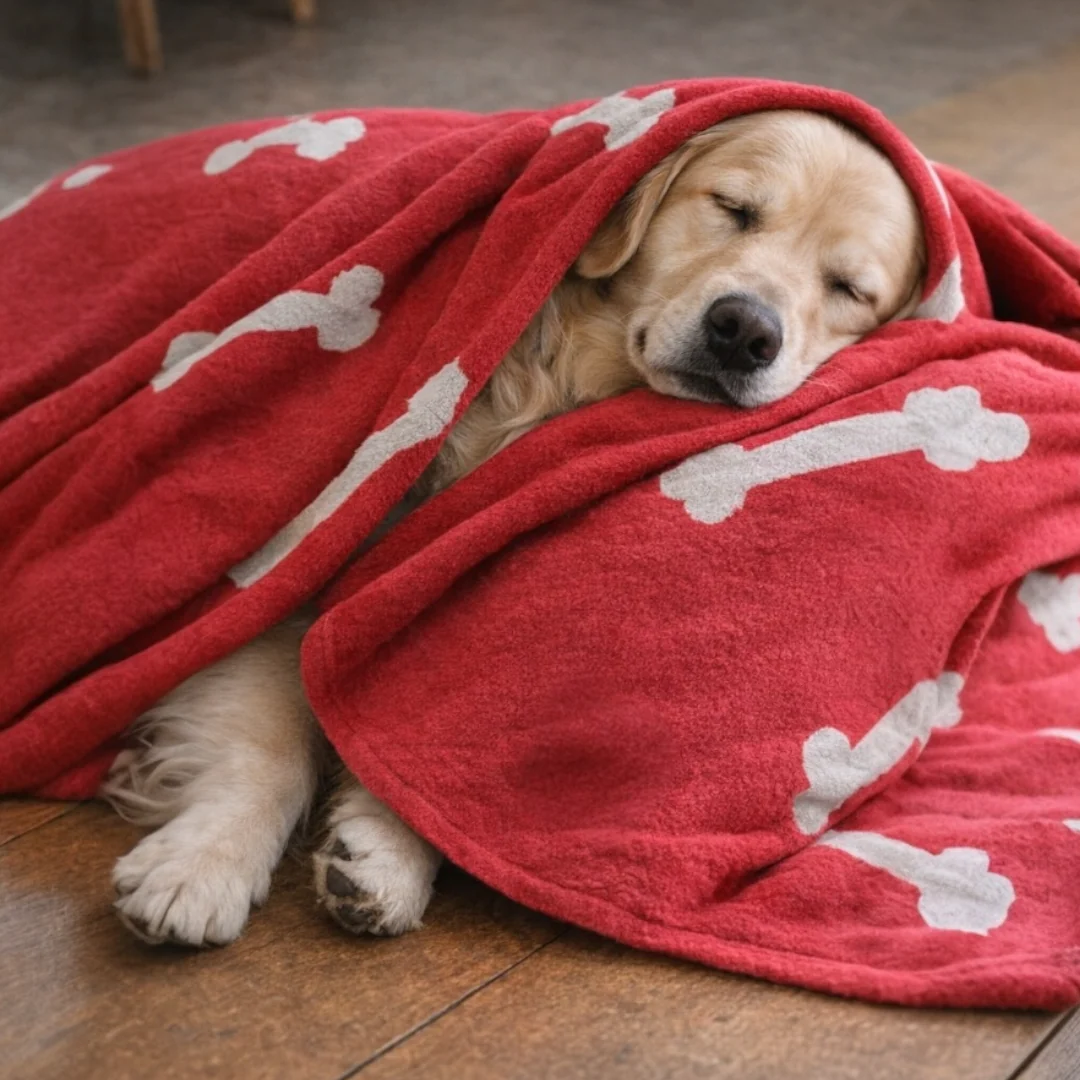 Talking Dog Club Bone Print Viscose Blanket for Dogs (Red and Grey Bone) - Image 6