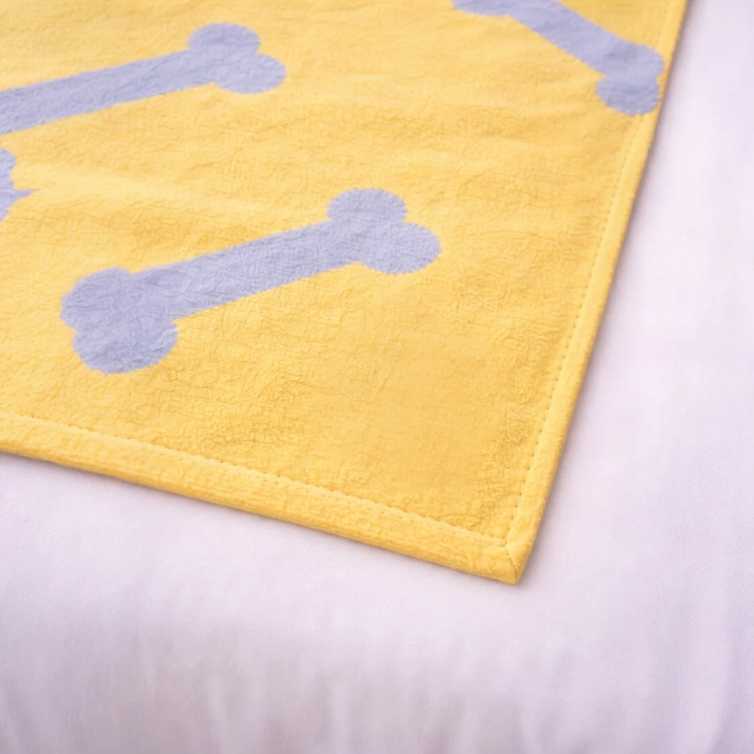 Talking Dog Club Bone Print Viscose Blanket for Dogs (Yellow and Grey Bone) - Image 4