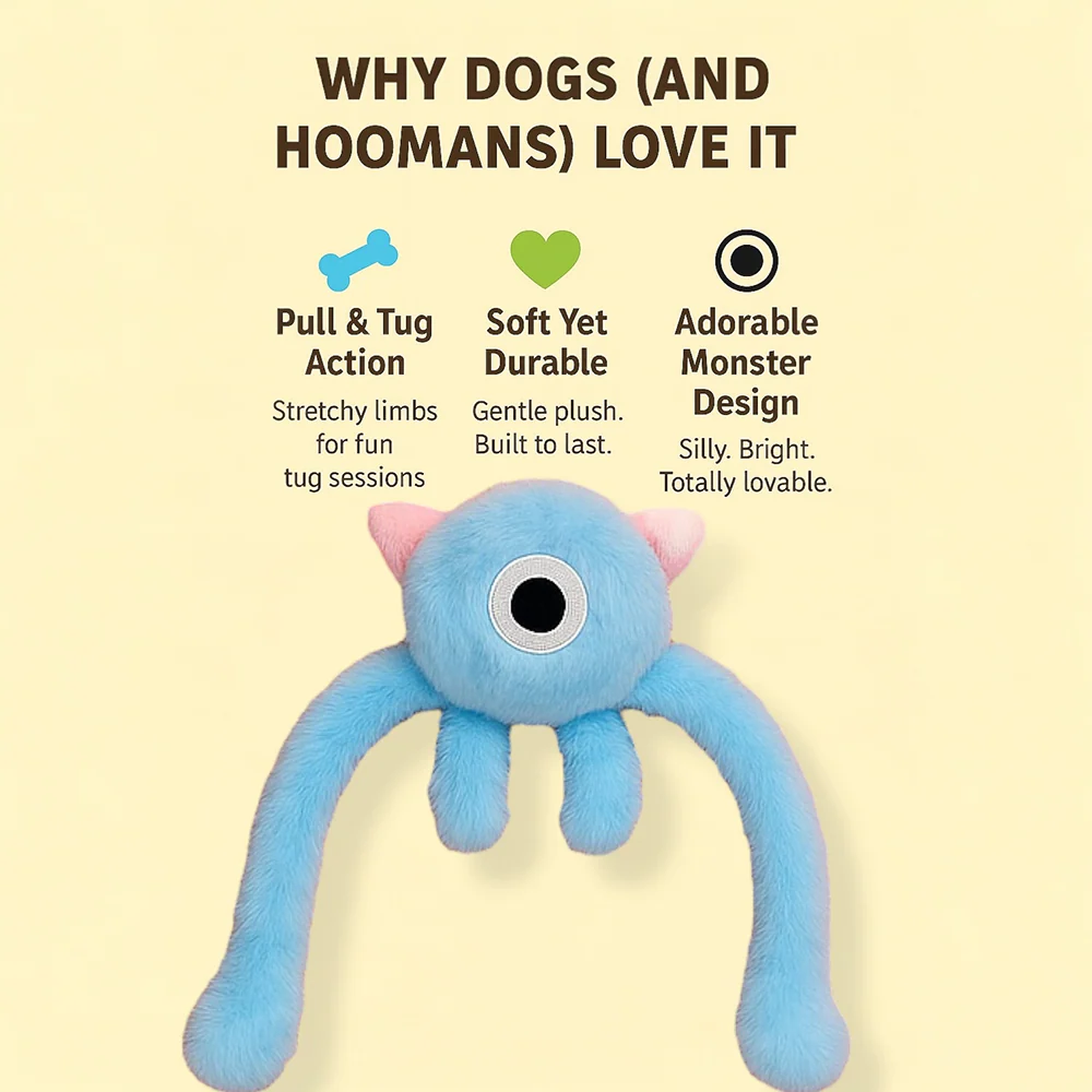Talking Dog Club Bouncing Monster Tug Toy for Dogs (Yellow) - Image 3