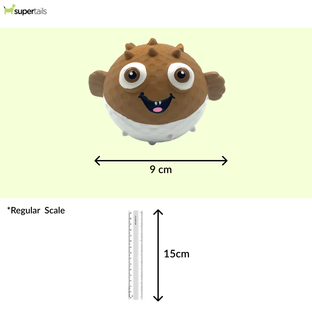 Talking Dog Club Bouncy Puffer Squeaky Ball Toy for Dogs (Brown) - Image 2