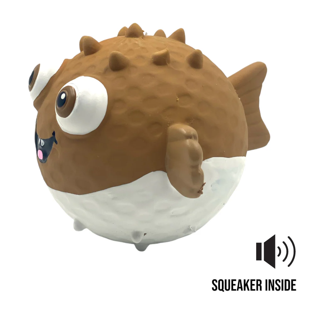 Talking Dog Club Bouncy Puffer Squeaky Ball Toy for Dogs (Brown) - Image 3
