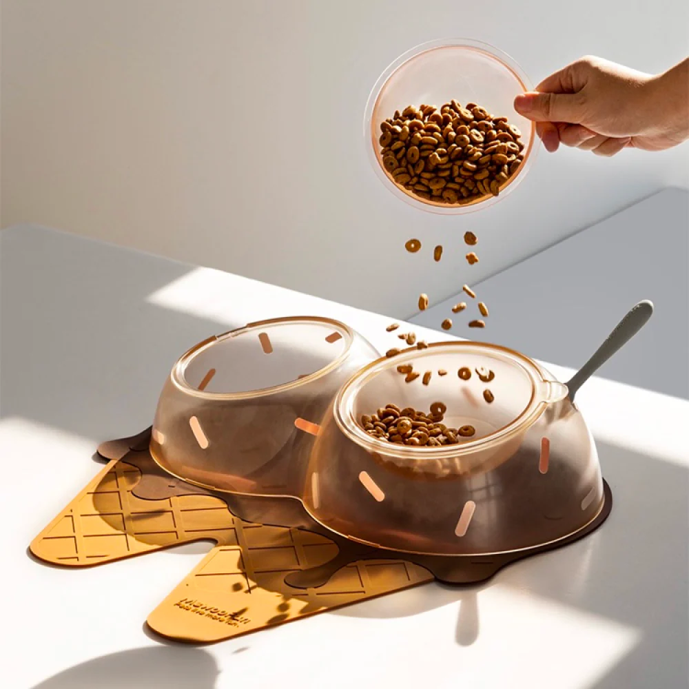 Talking Dog Club Chocolate Ice Cream Bowl for Cats (Brown) - Image 5