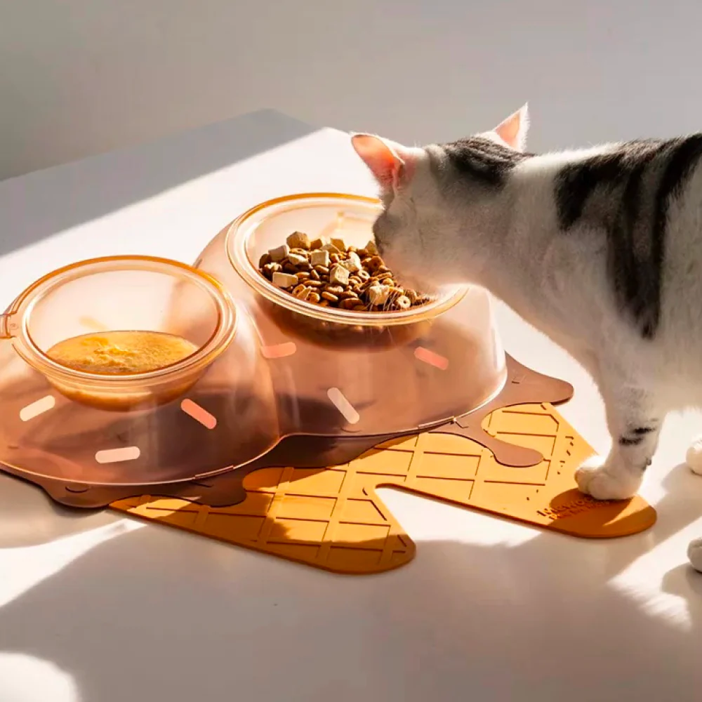 Talking Dog Club Chocolate Ice Cream Bowl for Cats (Brown) - Image 6