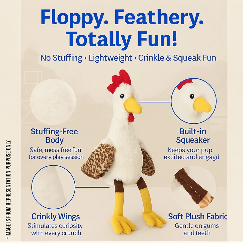 Talking Dog Club Cock a Doodle Stuffless Plush Toy for Dogs (Brown) - Image 5