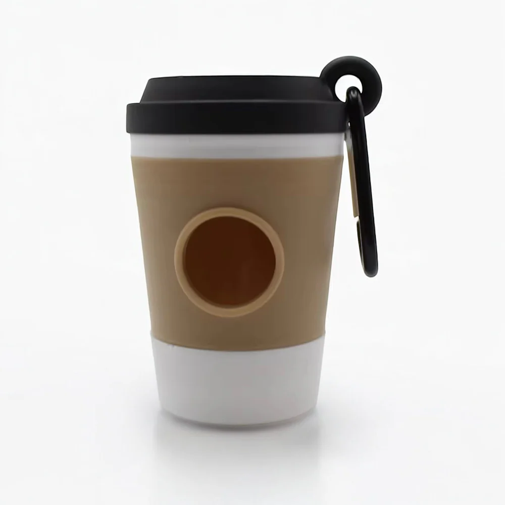 Talking Dog Club Coffee Cup Poop Bag Holder for Dogs and Cats (Brown/White)