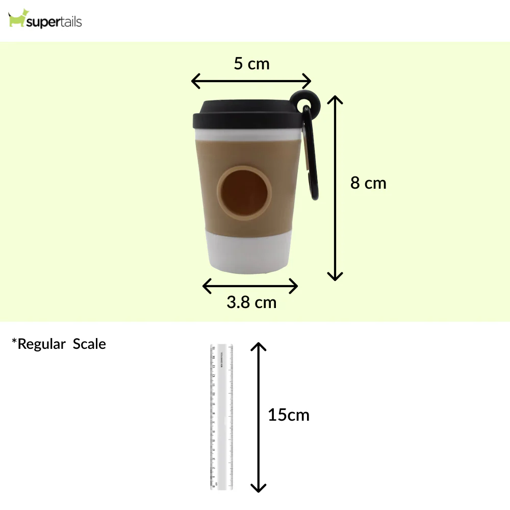 Talking Dog Club Coffee Cup Poop Bag Holder for Dogs and Cats (Brown/White) - Image 2