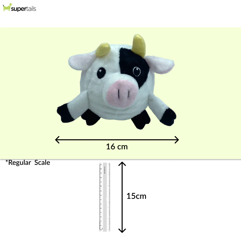 Talking Dog Club Cow Happy Bouncer Plush Ball Toy for Dogs (White) - Image 2
