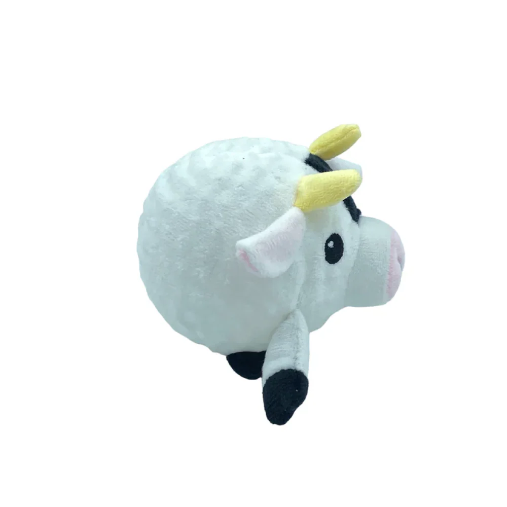 Talking Dog Club Cow Happy Bouncer Plush Ball Toy for Dogs (White) - Image 4