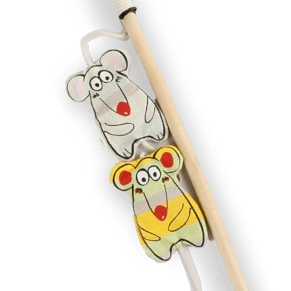 Talking Dog Club Curious Mice Wand Toy for Cats (Cream) - Image 4