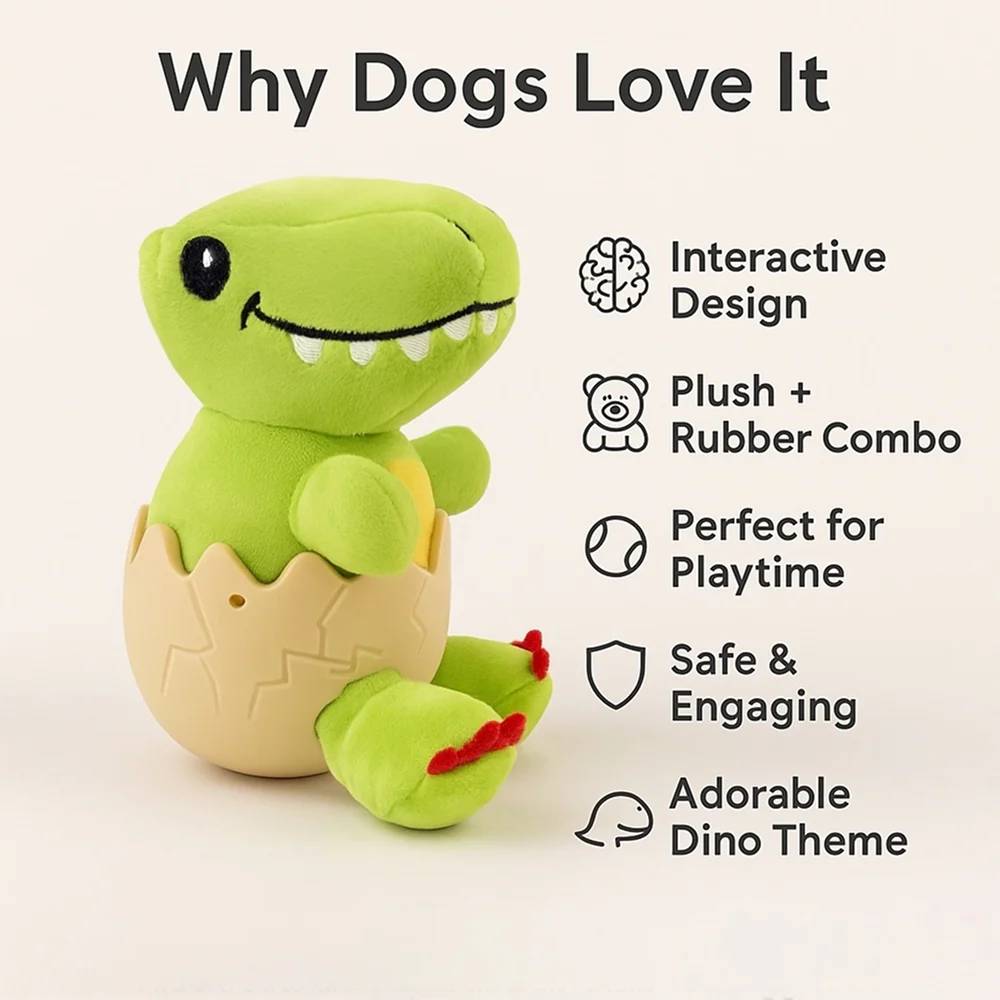 Talking Dog Club Dino in a Shell Plush Toy for Dogs (Green) - Image 4