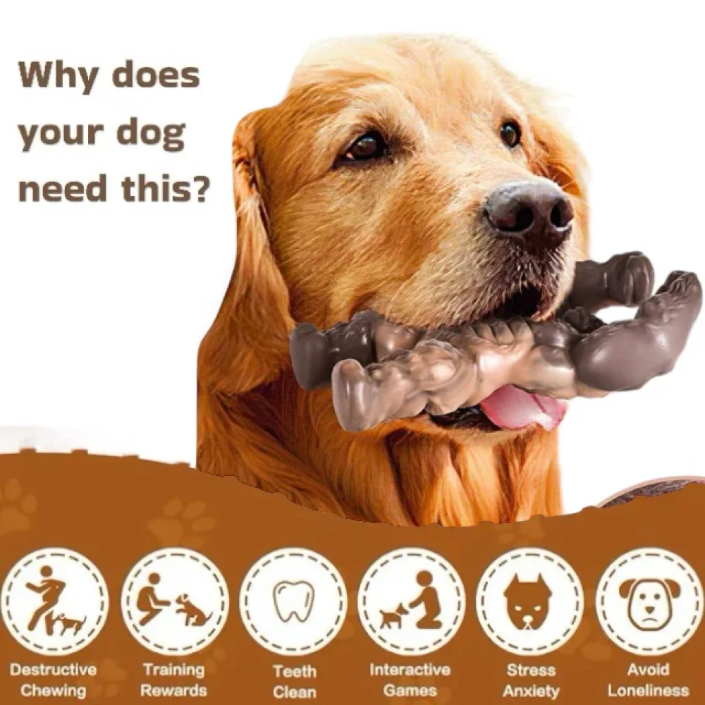 Talking Dog Club Gorilla Nylon Bone Heavy Chew Toy for Dogs (Brown) - Image 4