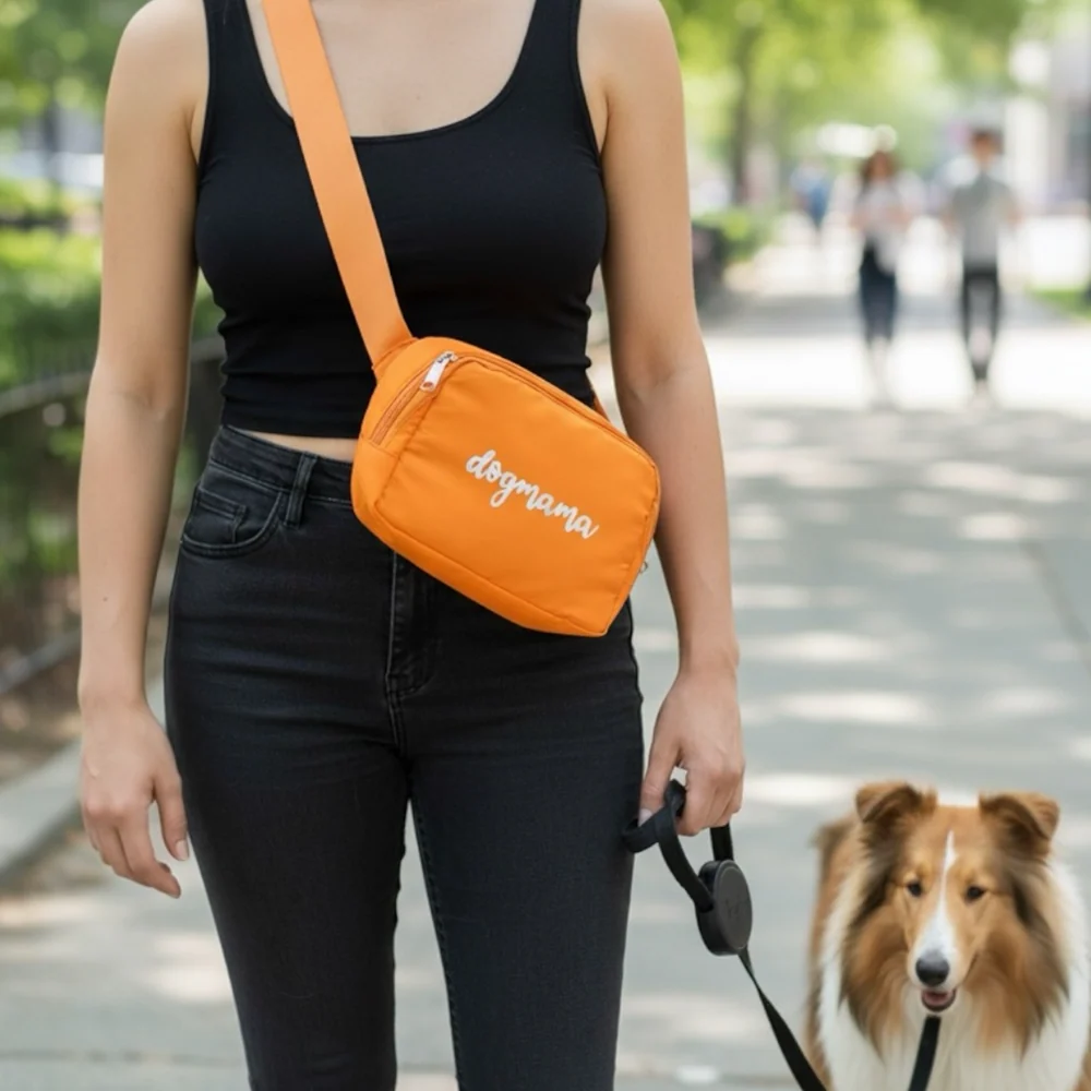 Talking Dog Club Dog Mama Waist Pouch Carry All Tote Bag for Women (Orange) - Image 3