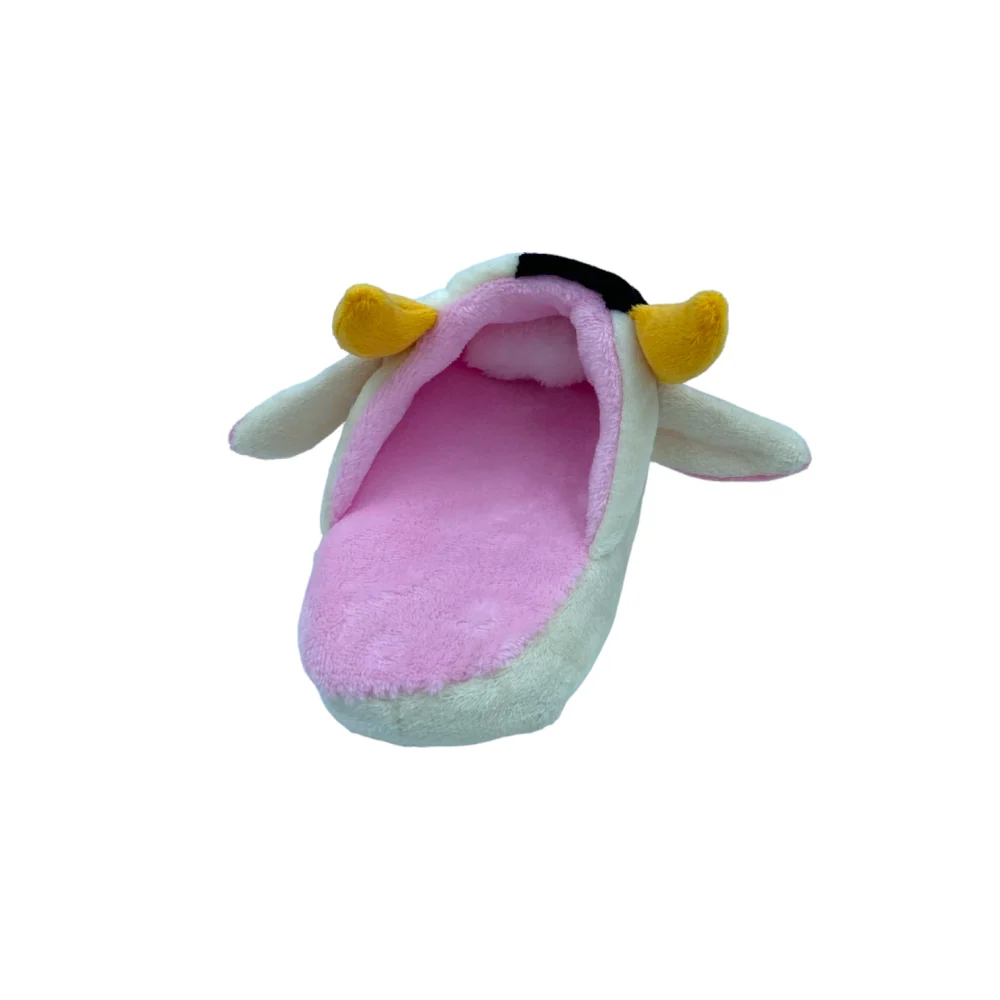 Talking Dog Club Doggie Cow Slipper Squeaky Plush Toy for Dogs (White) - Image 3