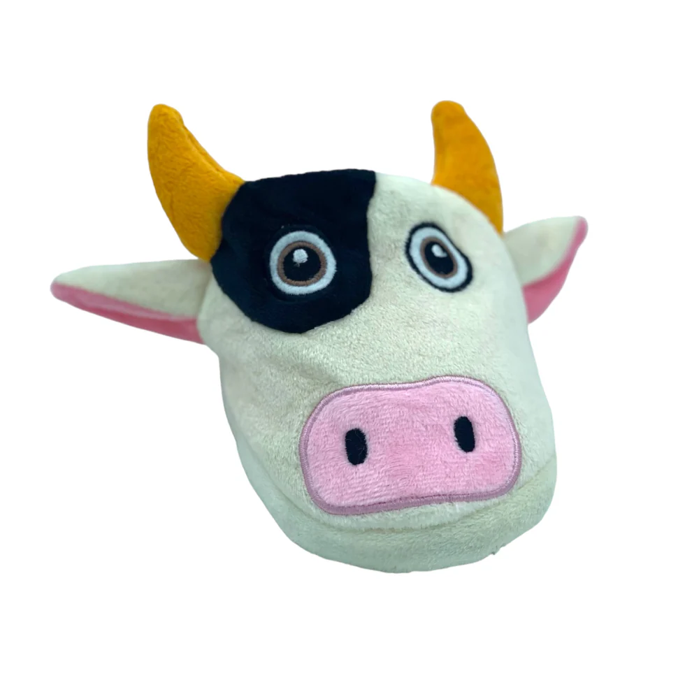 Talking Dog Club Doggie Cow Slipper Squeaky Plush Toy for Dogs (White) - Image 6