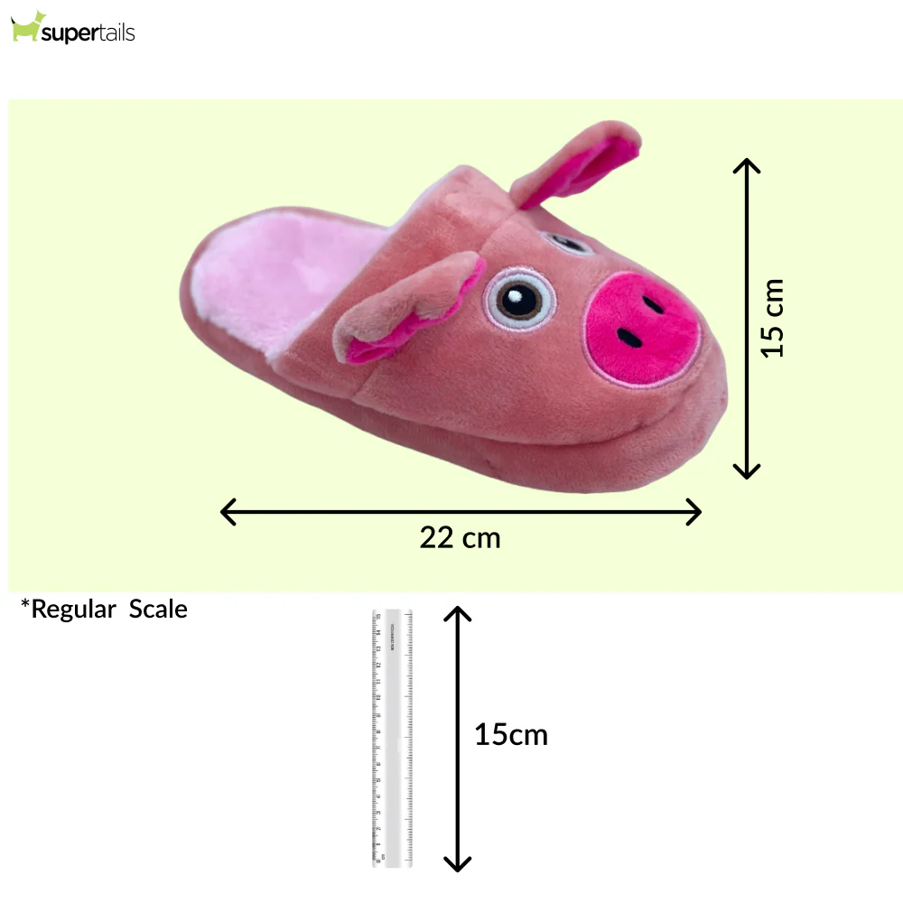 Talking Dog Club Doggie Pig Slipper Squeaky Plush Toy for Dogs (Pink) - Image 2
