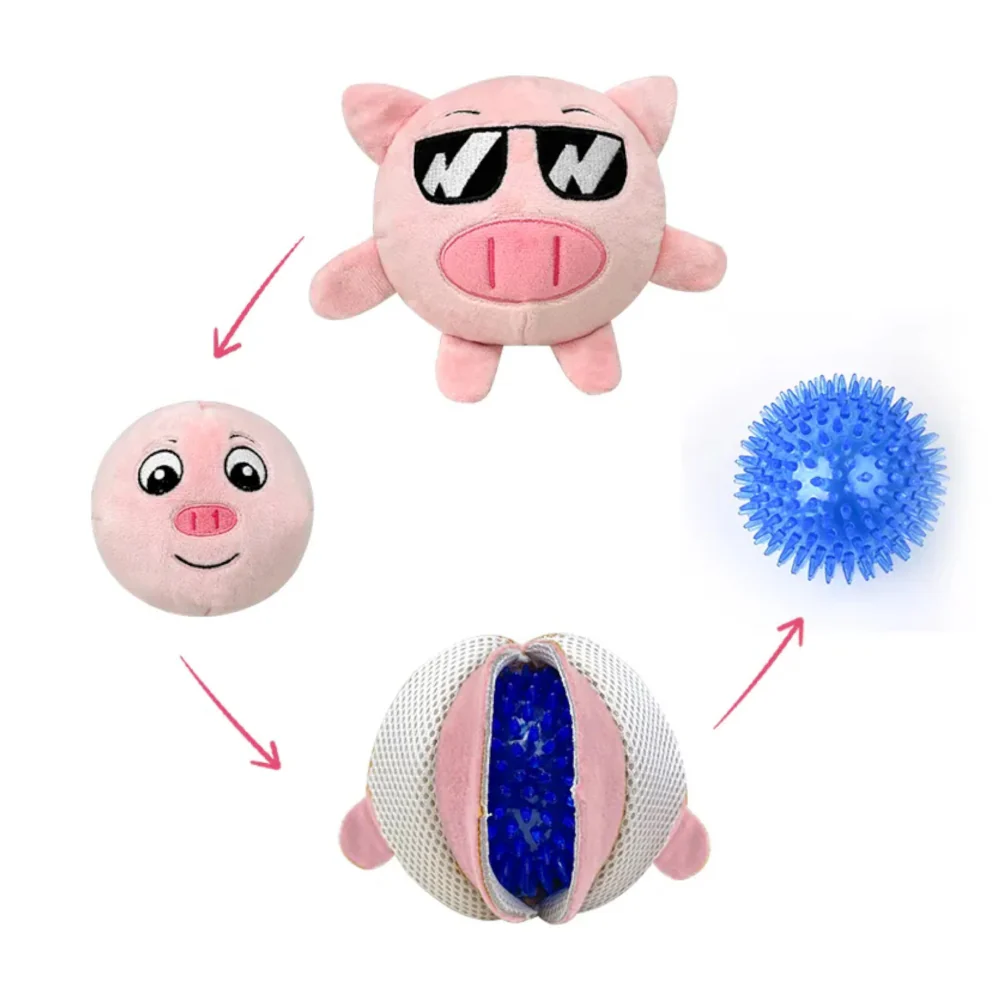 Talking Dog Club Pop A Pig Bouncy Plush Toy for Dogs (Pink) - Image 3
