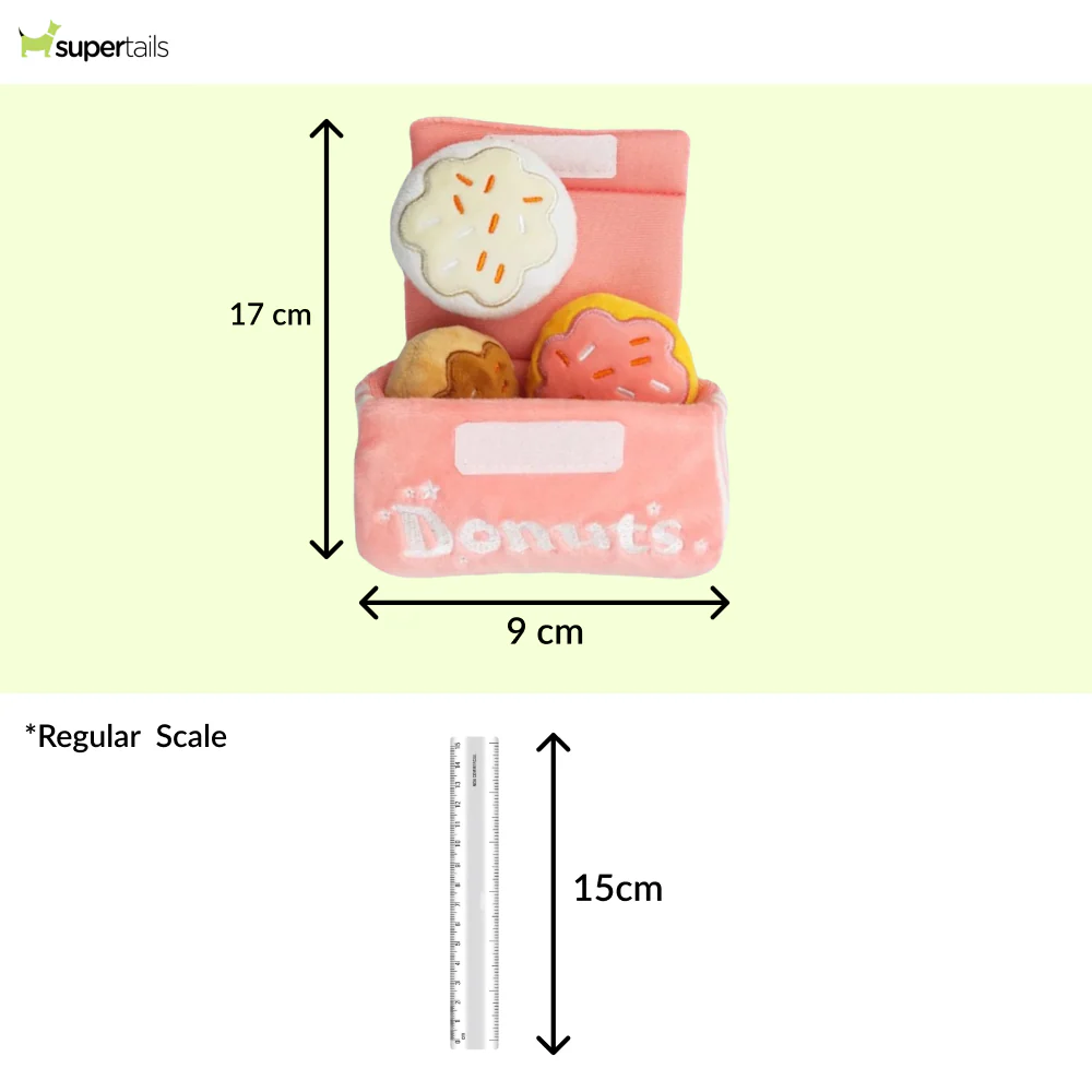 Talking Dog Club Donut Box with 3 Detachable Donut Interactive Plush Toy for Dogs (Pink) - Image 2