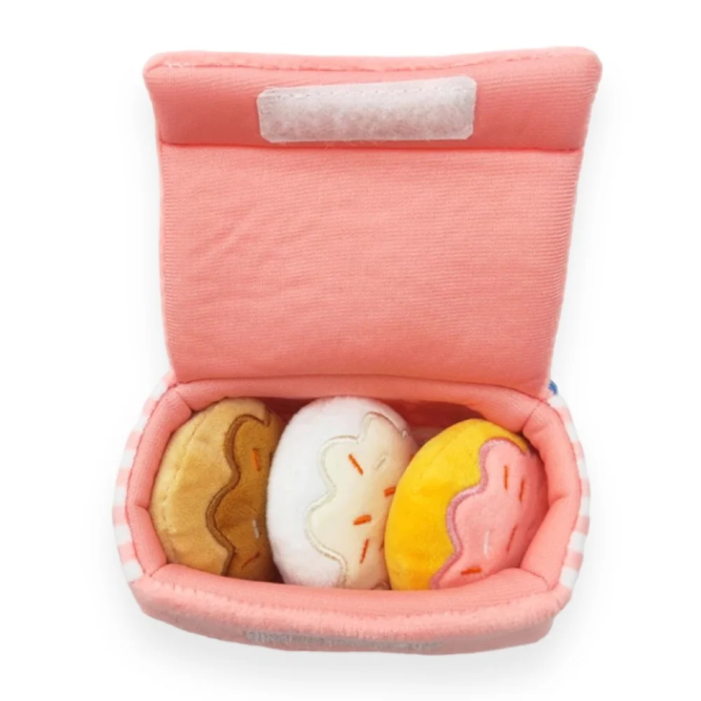 Talking Dog Club Donut Box with 3 Detachable Donut Interactive Plush Toy for Dogs (Pink) - Image 4