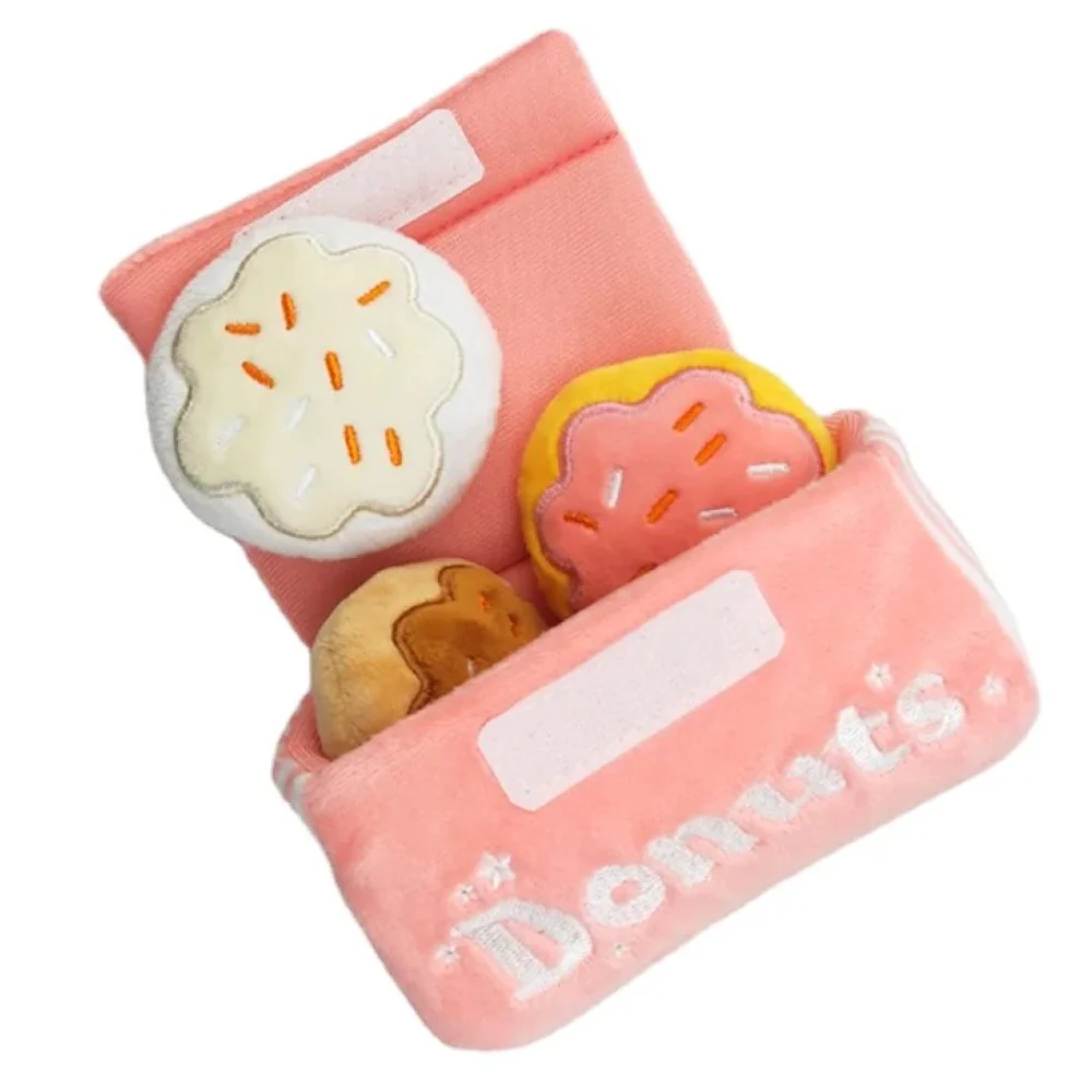Talking Dog Club Donut Box with 3 Detachable Donut Interactive Plush Toy for Dogs (Pink) - Image 5