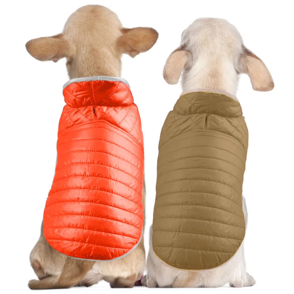 Talking Dog Club Double Trouble Reversible Jackets for Dogs (Orange/Brown) - Image 2