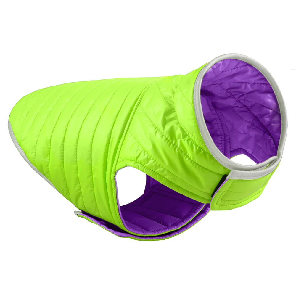 Talking Dog Club Double Trouble Reversible Jackets for Dogs (Purple/Neon Green) - Image 3
