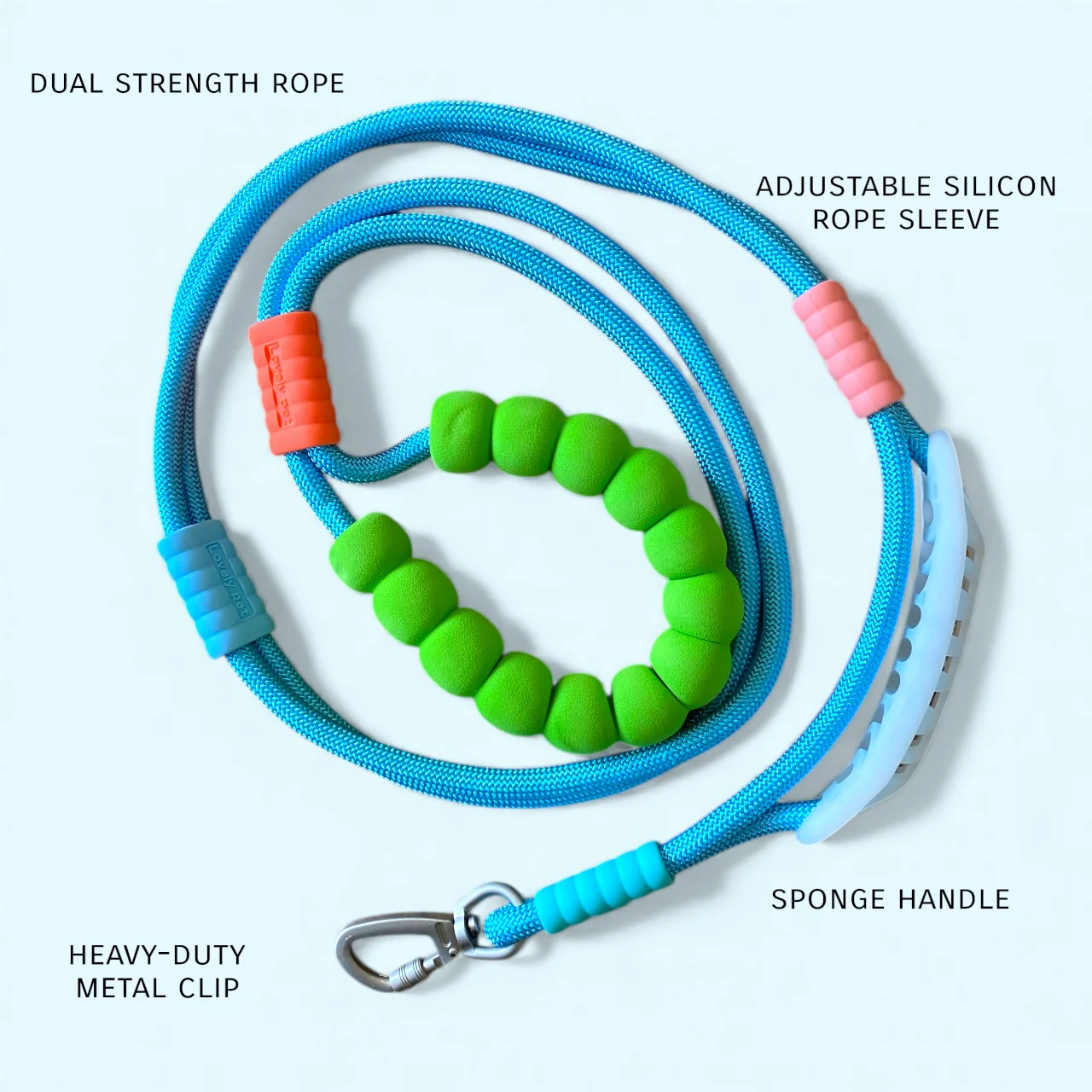 Talking Dog Club Extra Strong Vivid Handle Leash for Dogs (Blue/Green) - Image 2