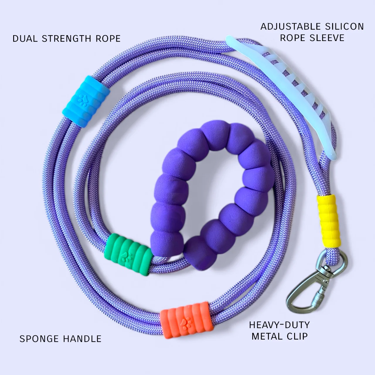 Talking Dog Club Extra Strong Vivid Handle Leash for Dogs (Purple/Purple) - Image 2