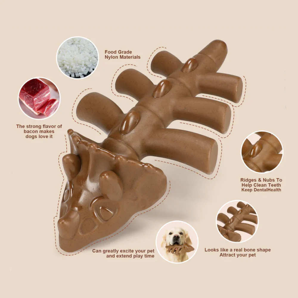 Talking Dog Club Dinosaur Nylon Bone Heavy Chew Toy for Dogs (Brown) - Image 8