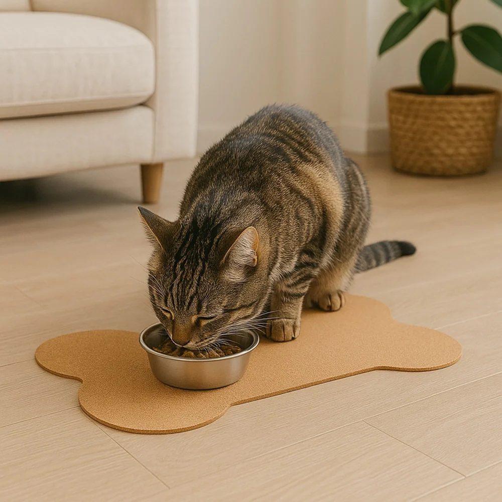 Talking Dog Club Food and Water Cork a Mat Floor for Dogs and Cats (Brown) - Image 12