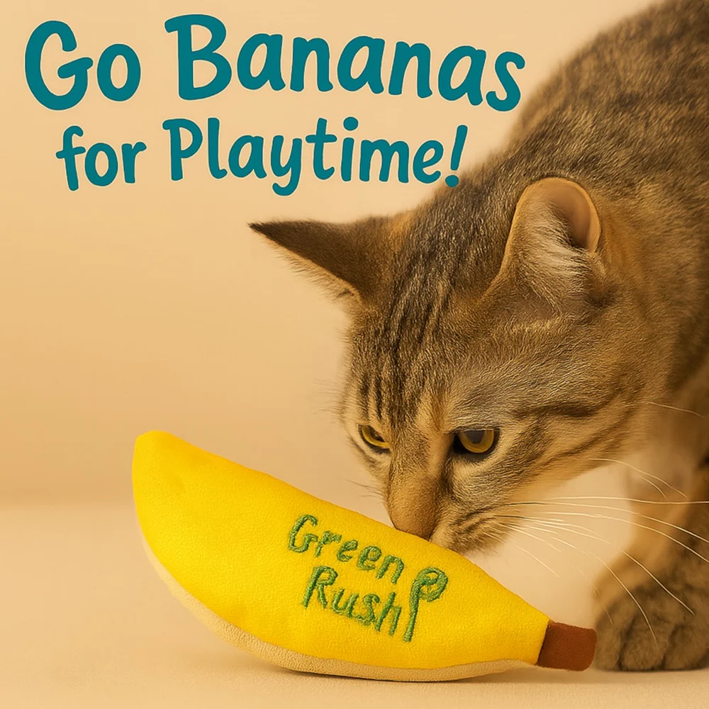 Talking Dog Club Go Bananas Catnip Toy for Cats (Yellow) - Image 3