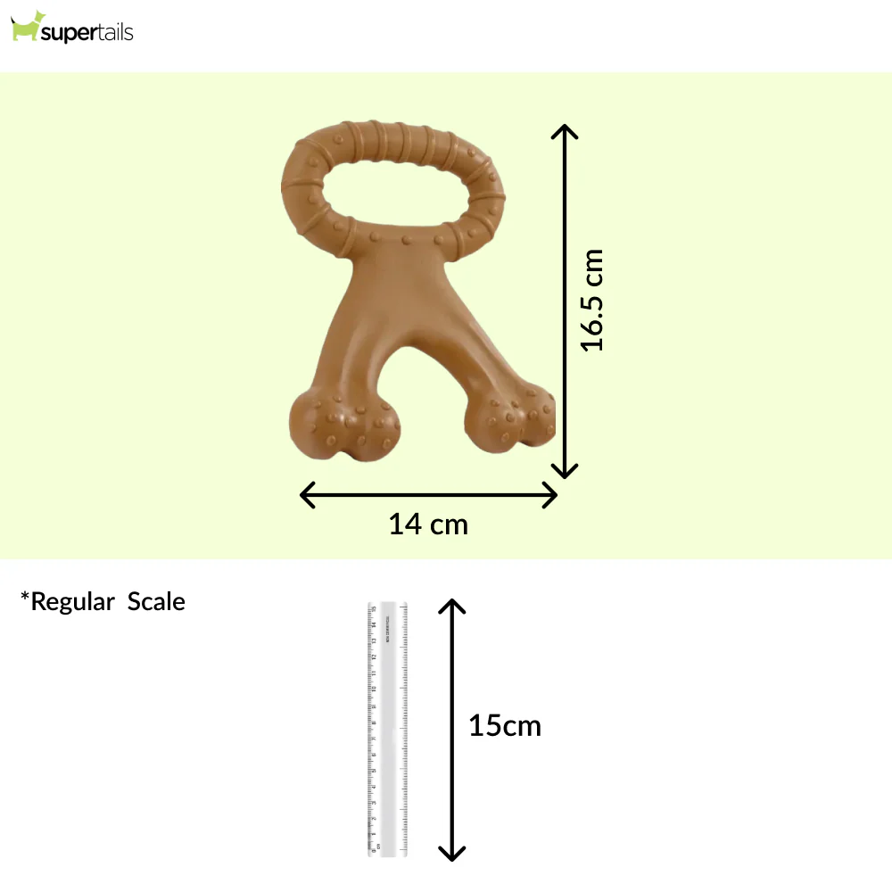 Talking Dog Club Tug-N-Pull Nylon Bone Heavy Chew Toy for Dogs (Brown) - Image 2