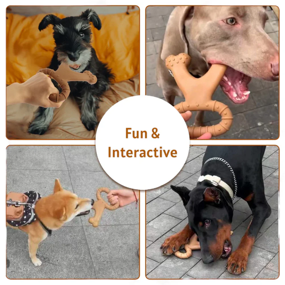 Talking Dog Club Tug-N-Pull Nylon Bone Heavy Chew Toy for Dogs (Brown) - Image 3