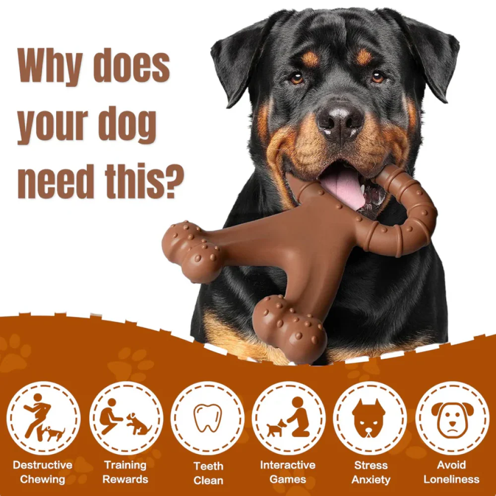 Talking Dog Club Tug-N-Pull Nylon Bone Heavy Chew Toy for Dogs (Brown) - Image 4